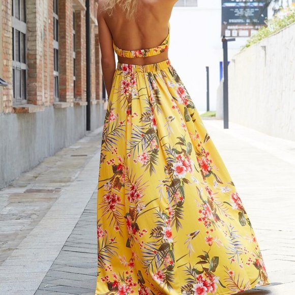 SHEIN Joyfunear Plunging Neck Floral Maxi Dress - Picture 3 of 7